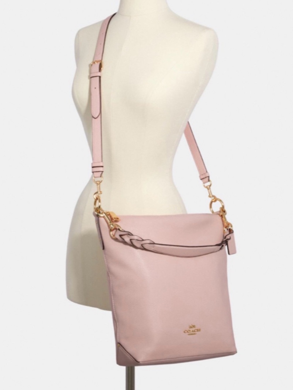 Coach Blush Pink Leather Crossbody with Braided Accent
